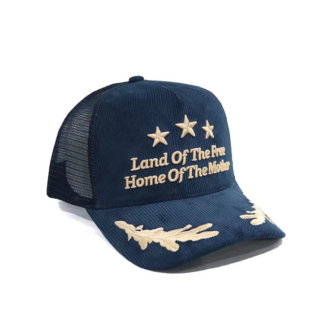 Corduroy Land of the Free Home of the Mother Navy hat