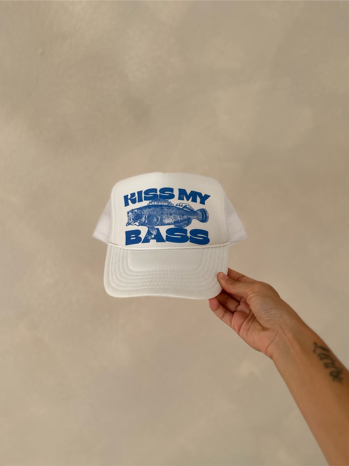 Kiss My Bass trucker hat